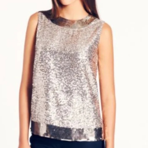 Kate Spade Serene Silk Sequin Tank Top sz 8 - Picture 4 of 6